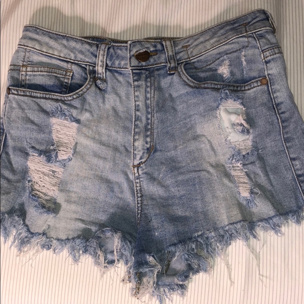 High Waisted Light Wash Denim Shorts